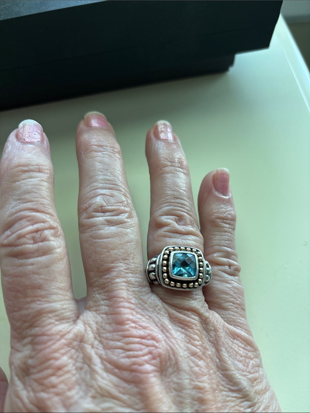 Sterling Silver Blue Topaz Statement Ring - Women's Fashion - 14k gold